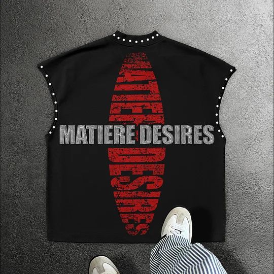 Streetwear Y2K Fashion Fashion Retro Sleeveless Oversized T Shirt Gothic Classic Top Hip Hop Print Extra Large Round Neck Vest