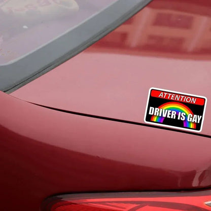 11.5x7.6CM Driver Is Gay Car Hood Creative Decals Auto Both Side Body Cover Scratches Stickers Window Trunk Logo Attention Mark