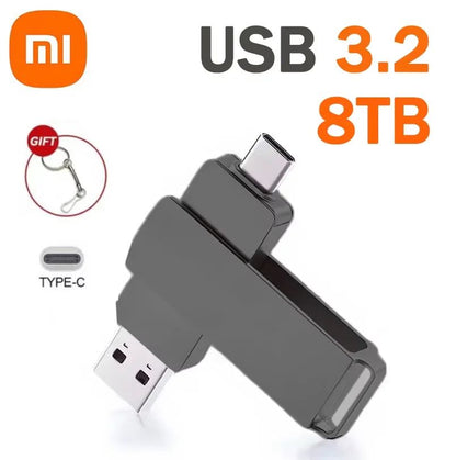 Xiaomi 16TB USB 3.2 Flash Drive 520MB/s High Speed 2 in 1 Type C OTG Pen Drive Waterproof Large Storage for Phone Computer PC