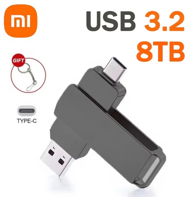 Xiaomi 16TB USB 3.2 Flash Drive 520MB/s High Speed 2 in 1 Type C OTG Pen Drive Waterproof Large Storage for Phone Computer PC