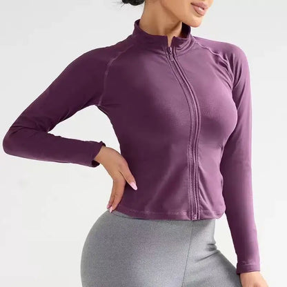 Oner Active Women's Comprehensive Training Jacket Yoga Jacket Gym Jacket Long Sleeve Zipper Tight Plastic Waistband Daily Jacket