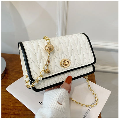 New Fashion Women's Shoulder Bag Simple Chain Texture Small Square Bag Light Luxury Party Crossbody Bag Purses and Handbags