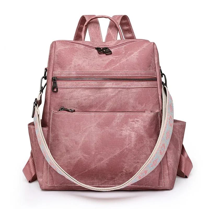 2025 New Women's PU Leather Waterproof Anti-theft Fashion Large Capacity Business Travel College Laptop Backpack Shoulder Bag