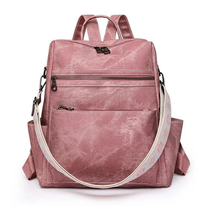 2025 New Women's PU Leather Waterproof Anti-theft Fashion Large Capacity Business Travel College Laptop Backpack Shoulder Bag