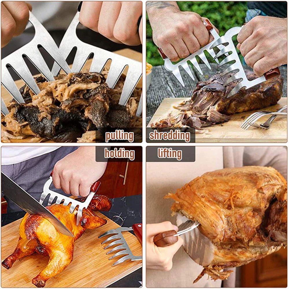 Outdoor Barbecue Fork Shredde Bear Claws Pull Shred Pork Meat Clamp Manual Roasting Fork Kitchen Tool Accessories BBQ Tools