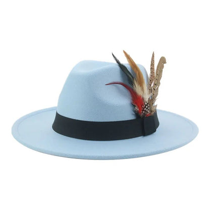 Chapéu Fedora Inverno Feminino Chapéus Masculinos Chapéu de Feltro Pena Luxo Moda Casual Decoração Casamento Homens Mulheres Fedora Chapeau Femme Touca