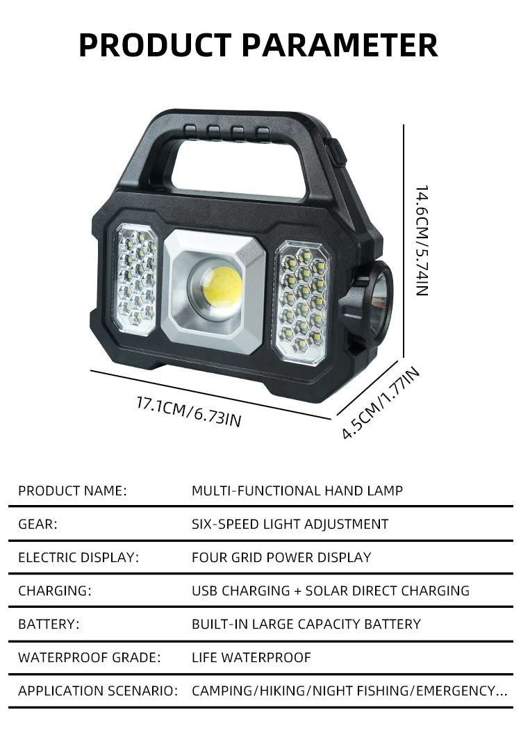 High Power Led Flashlights Rechargeable Camping Work Light Multi Functional Portable Light Solar Charging 6 Lighting Modes ?