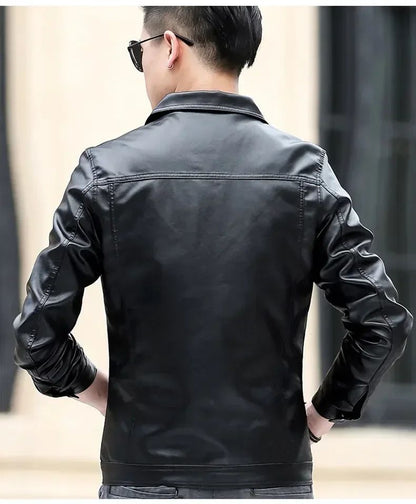 High Quality Men's PU Leather Jacket Male Slin Casual Jacket Korean Trend Slim Fit Handsome Youth Leather Coat Business Jackets