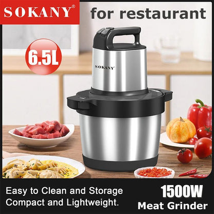 Processador de Alimentos 6.5L Moedor de Carne Elétrico Fatiador de Vegetais de Aço Inoxidável Picador Triturador Liquidificador de Cozinha Eletrodoméstico