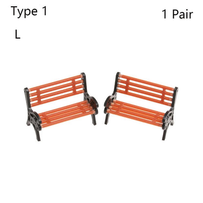 1SET Doll House Miniature Bench Stools White Chair Cute Fairy Garden Gnome Moss Terrarium Bonsai DIY Craft Home Decoration