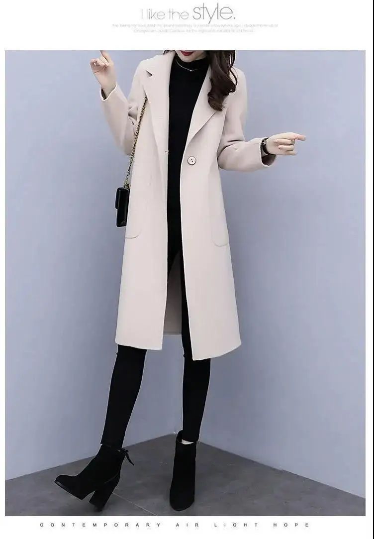 Plus Size Ladies Thickened Winter Coat Long Open-Front Woolen Jacket Loose Fit plus Size Fashionable Autumn Winter Korean Sty...