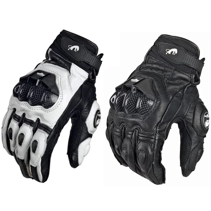 Luvas de Couro para Motociclista Masculinas Femininas 4 Estações Direção Supertech Preto/Branco Luvas de Corrida Motoqueiro Couro Bovino Corrida Moto Cavaleiro
