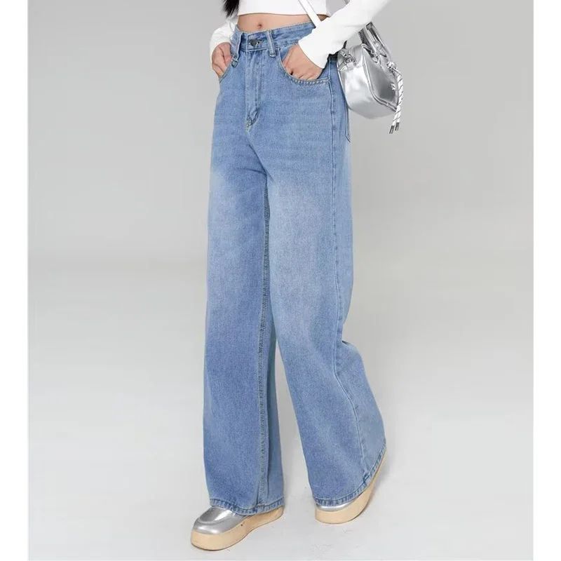 Summer Men Baggy Jeans Unisex Vintage American Style Straight Wide Leg Denim Pants Fashion Brand Hot Sale Casual Trousers