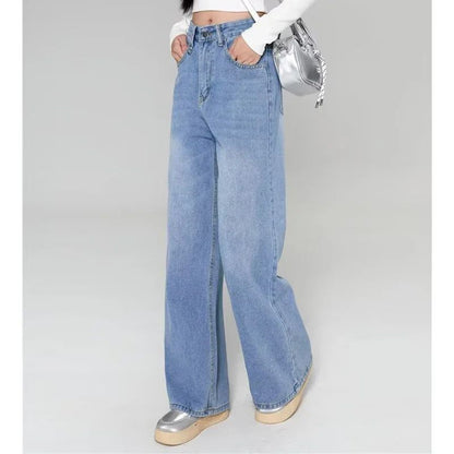 Summer Men Baggy Jeans Unisex Vintage American Style Straight Wide Leg Denim Pants Fashion Brand Hot Sale Casual Trousers