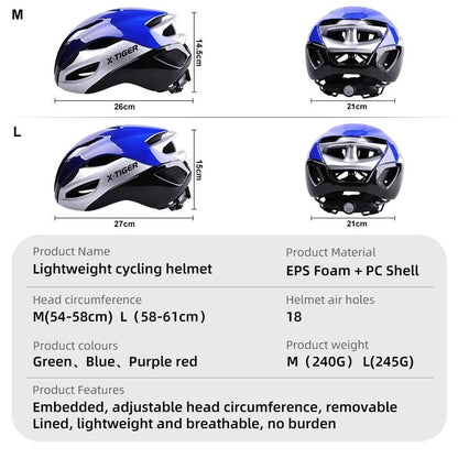 X-TIGER Bicycle Helmet Man Women Breathable Ultra-light One-piece Molding Helmets Shockproof Adjustable MTB Road Cycling Helmets