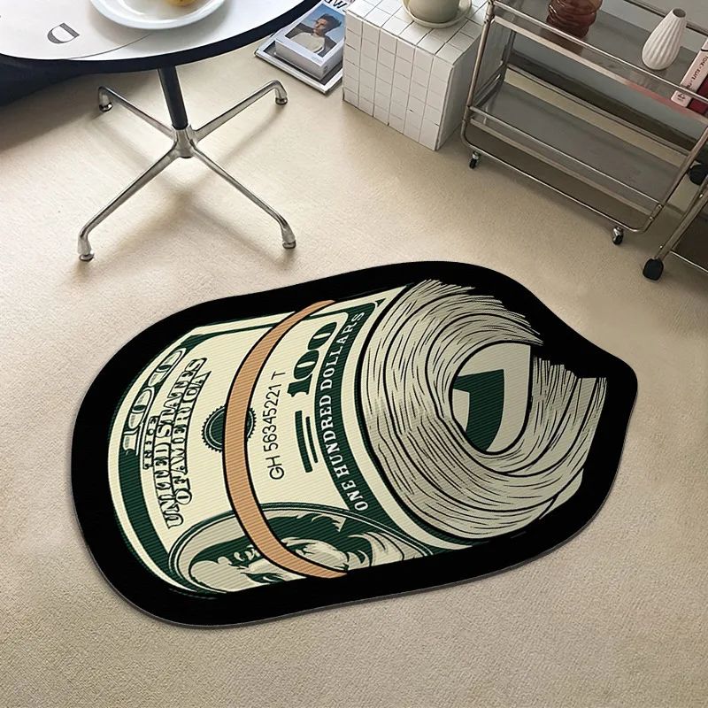 Creative  Money Shaped Carpet Personality Imitation Money Rug Dollar Rug for Bedroom Irregular  Art Floor Mat Door