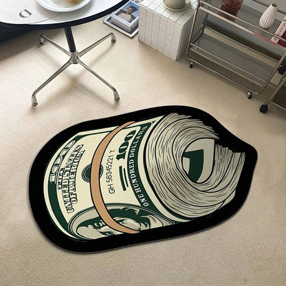 Creative  Money Shaped Carpet Personality Imitation Money Rug Dollar Rug for Bedroom Irregular  Art Floor Mat Door