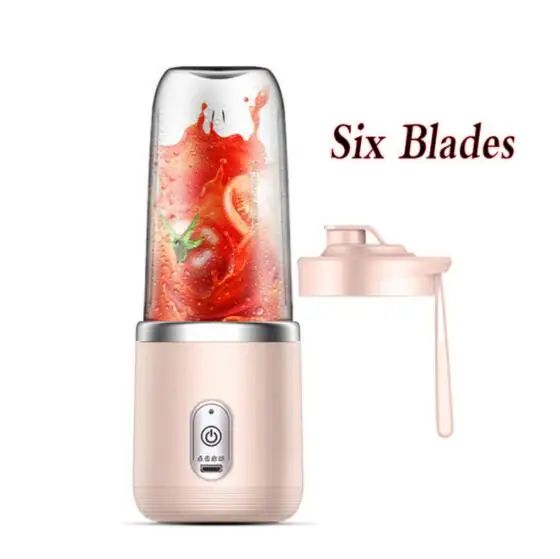 Liquidificadores Portáteis de Suco de Frutas Mini Garrafa Elétrica Pessoal de Verão para Casa USB 6 Lâminas Copo Espremedor Máquina para Cozinha