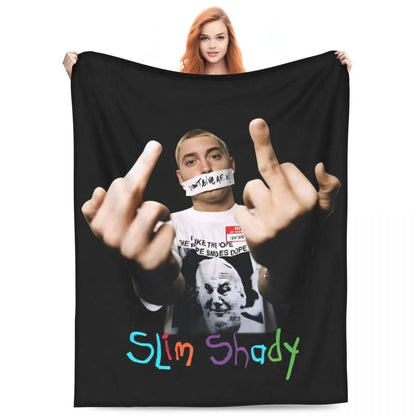 Eminem Inspired Coral Fleece Throw Blanket Super Soft Plush for Home Travel Bedding Air Conditioning  Summer Essential