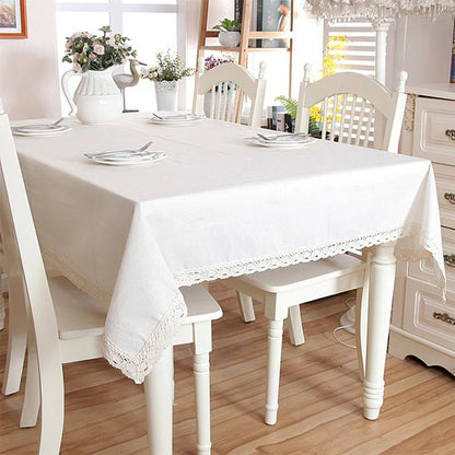 Classic White Lace Tablecloths Rectangle Dust-Proof Table Covers for Living Room Kitchen Dinner Picnic Tabletop Home Decorations