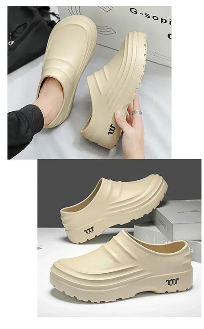 New Men's Casual Sandals Summer Chef Shoes Non-slip Fashion Trend Oil-resistant Work Shoes Outdoor Indoor Lazy Slippers