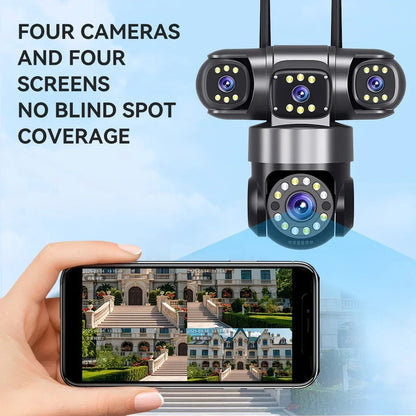 10K 20MP  WIFI IP Camera Outdoor 4 Lens 4 Screens 16X Zoom CCTV Wireless Video Surveillance Cameras 6K 12MP Security Protection