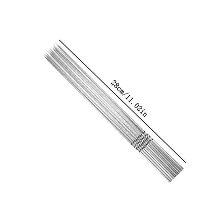 30PCS Flat metal barbecue skewers long hook stainless steel wide sharp reusable barbecue skewers set suitable for meat, shrimp