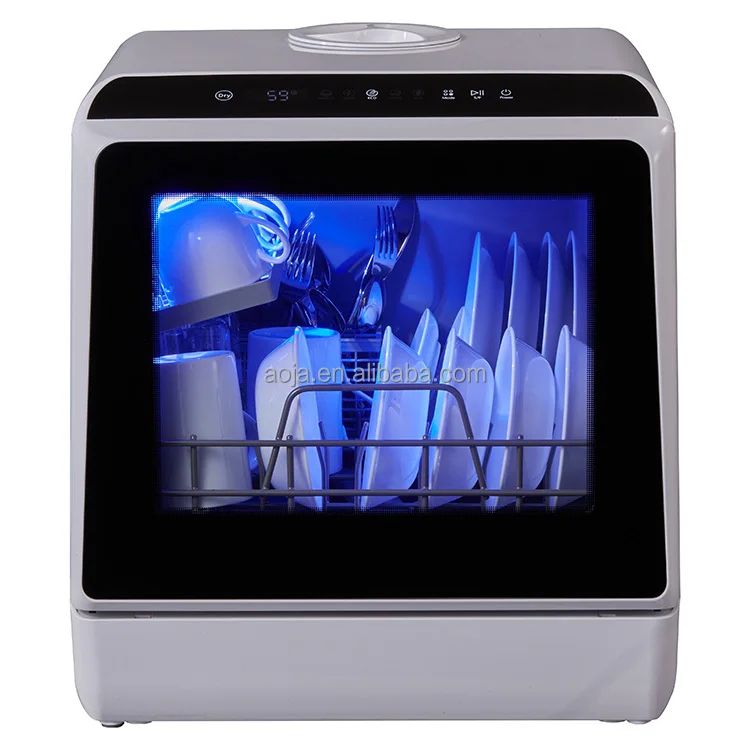 AOJA Portable Mini Dishwasher Compact Countertop Automatic Home Kitchen Appliance Small Space Saving Tabletop Washer Cleaner