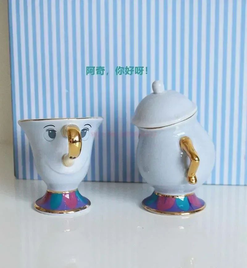 Bule da Disney Fofo Desenho Animado A Bela e a Fera Bules Caneca Sra. Potts Xícara Chip Bules Conjunto de Chá Dropshipping