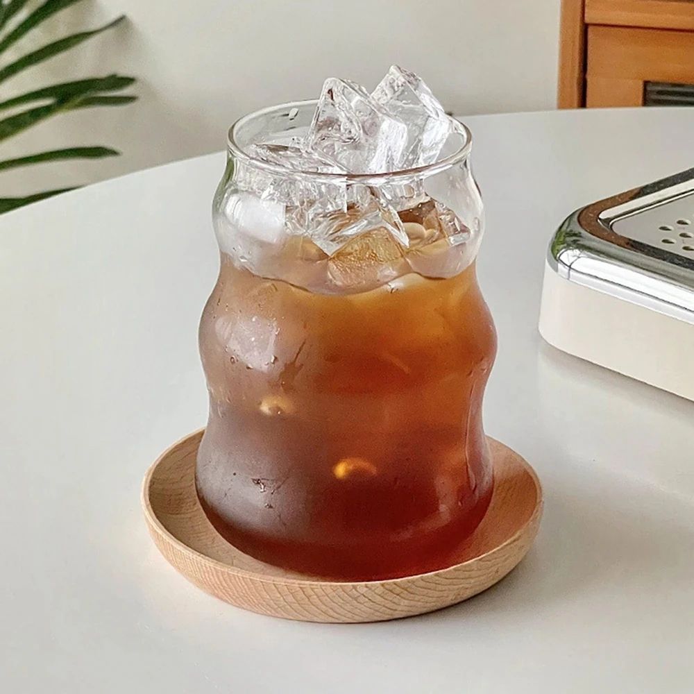 Copo de Vidro Resistente ao Calor, Tumbler, Transparente, para Chá, Suco, Leite, Caneca de Café, Copos de Água para Casa, Caneca Listrada 410/530ml