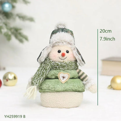 2026 New Green Forest Christmas Decorations Telescopic Elk Snowman Doll Skiing Plush  Navidad Home Decor New Year Gift
