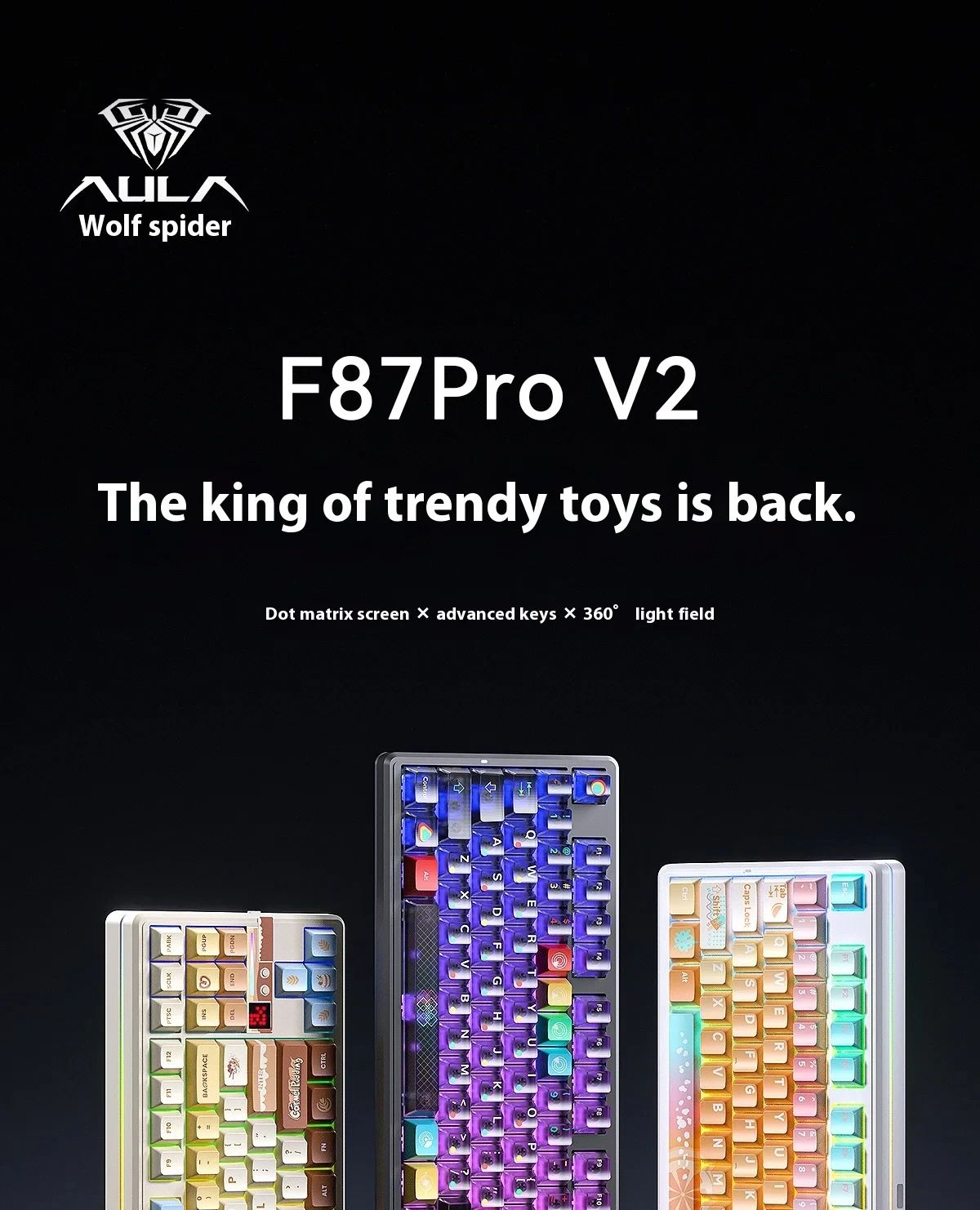 AULA F87 Pro V2 Wireless Gaming Mechanical Keyboard F87Pro V2 Bluetooth 2.4G Wired RGB Hotswap 8K Return 12000mAh Gamer Keyboard