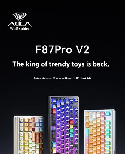 AULA F87 Pro V2 Wireless Gaming Mechanical Keyboard F87Pro V2 Bluetooth 2.4G Wired RGB Hotswap 8K Return 12000mAh Gamer Keyboard