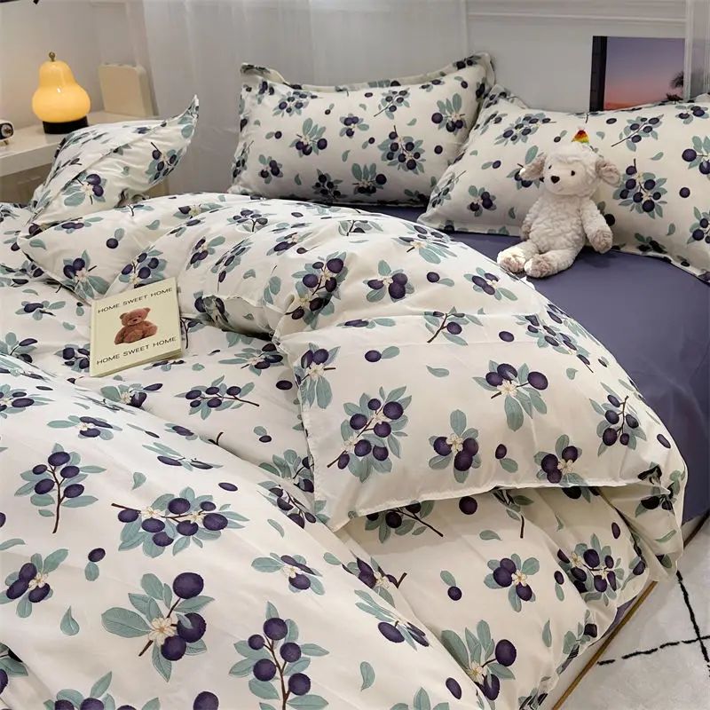 Jogo de Lençóis Florais Rosa Macio Ins Solteiro Casal Queen Capa de Edredom Lençol de Elástico Fronhas Meninas Casa Total Roupa de Cama