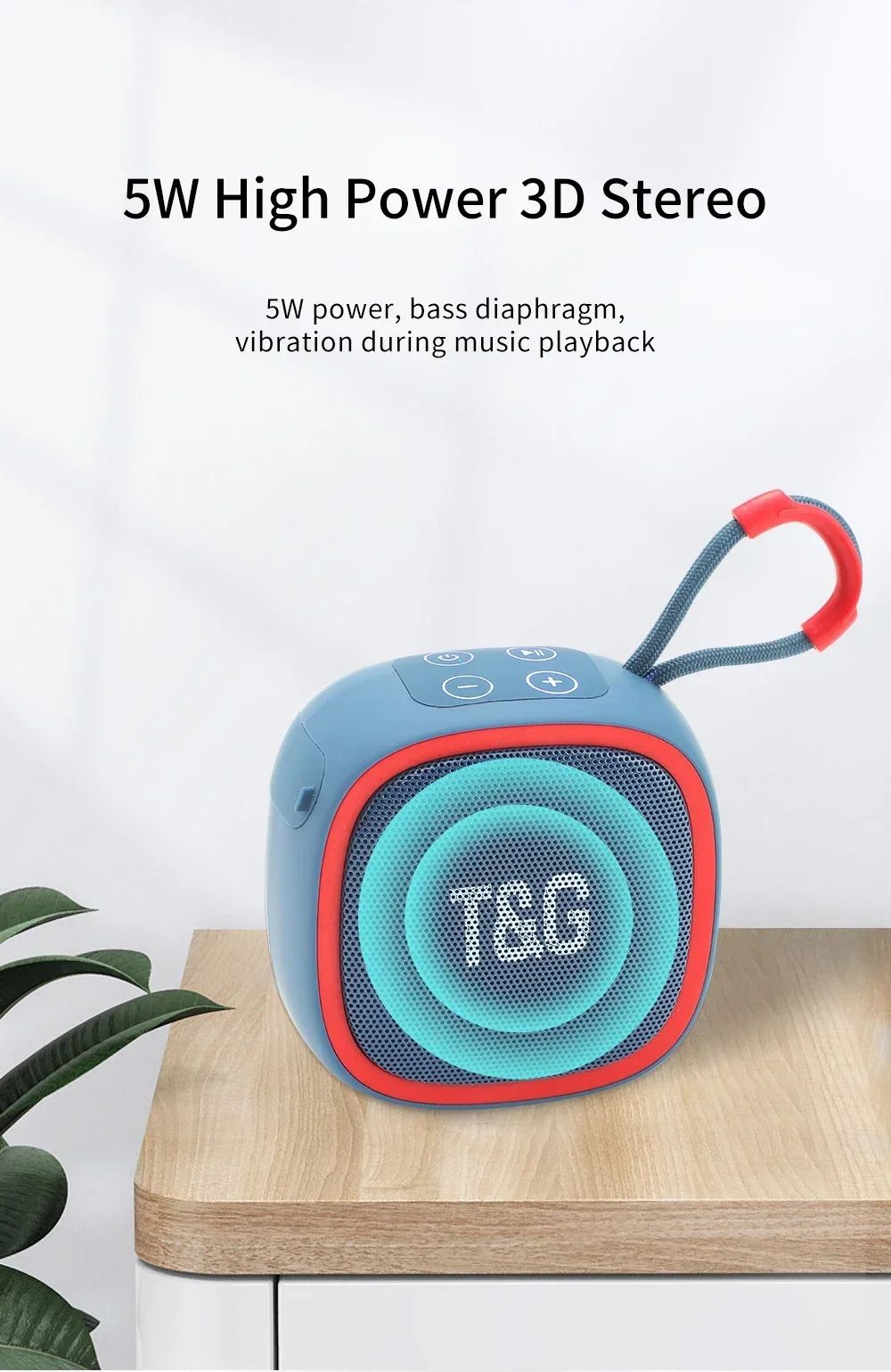 Caixa de som Bluetooth T&G TG659 Mini Sem Fio Potente à Prova D'água TWS Bluetooth 5.3 com Alto-falante HIFI e Suporte para Cartão TF e Rádio