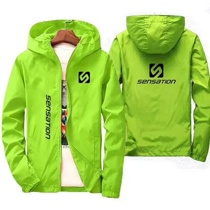 New men's daily large-sized waterproof street jacket, sun-protective windbreaker, and autumn hooded mountain bike jacket