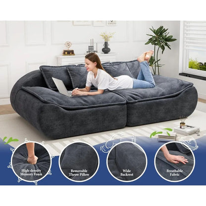 87'' 3-Seater Sectional Sofa Modular Comfy Loveseat with Throw Deep Seat Small Sofa for Compact Space - Perfect for Cozy Living