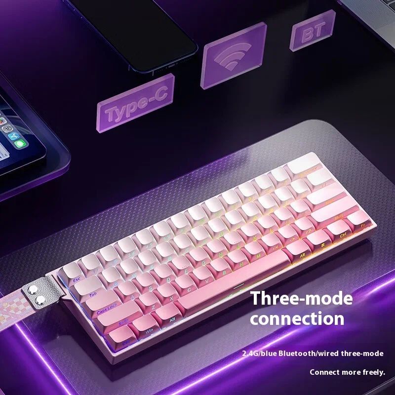 Teclado AULA Mini60 HE Magnetic Switch RGB Tri Mode Sem Fio Mecânico 8000Hz 0.01mmRT Teclado Gamer Presentes para Gamers
