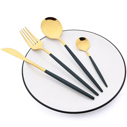 16Pcs Mirror Gold Dinnerware Set Stainless Steel Cutlery Set Fork Knife Coffee Spoon Tableware Silverware Kitchen Flatware Set