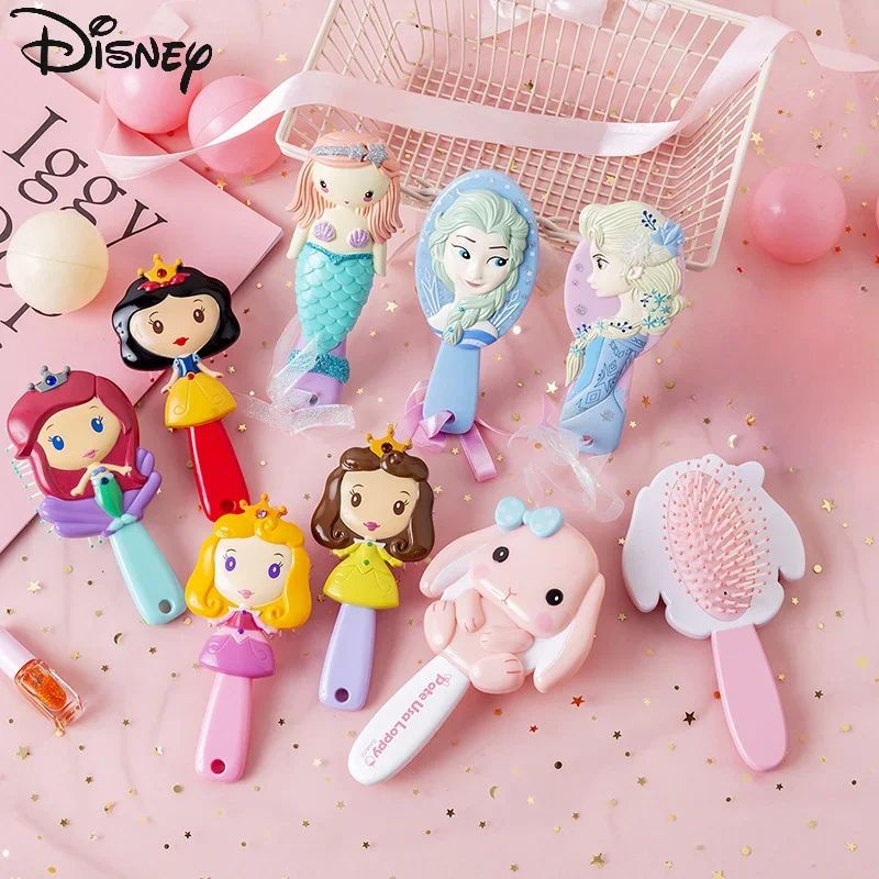 Pentes de Princesas da Disney para Meninas Frozen Elsa Branca de Neve Ariel Bela Escovas de Cabelo Cuidados com o Cabelo do Bebê Pentes de Almofada de Ar Presentes