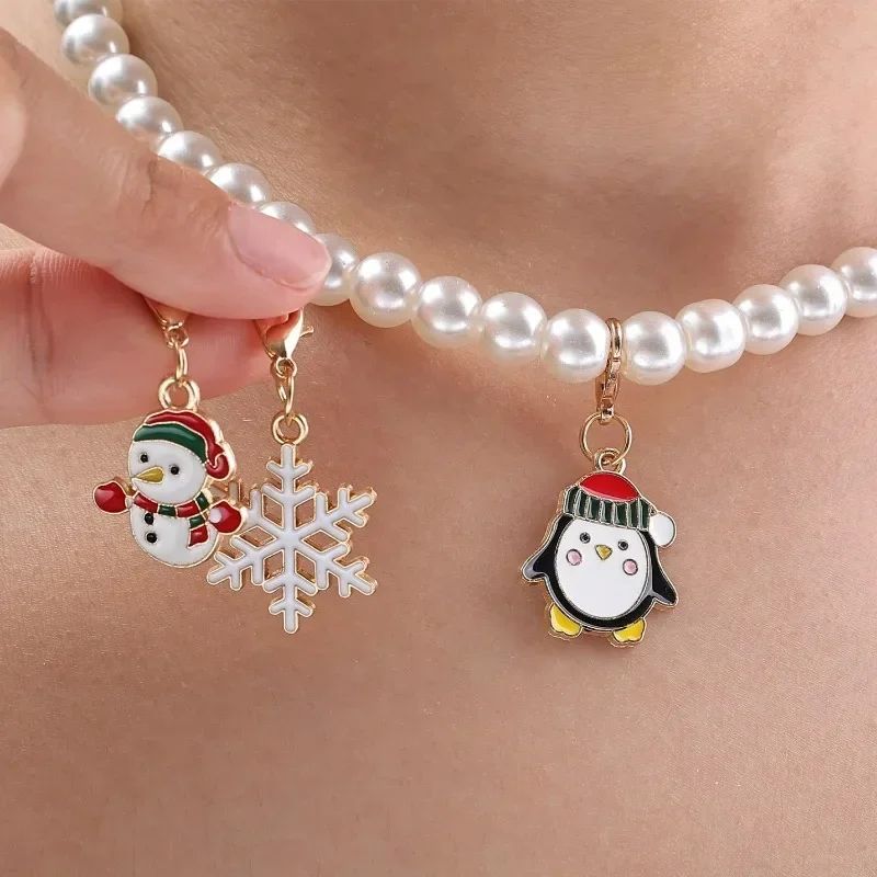 100/2Pcs Mixed Christmas Theme Keychains Clip-on Pendant Xmas DIY Making Pendants Necklaces Earrings Bracelets Handmade Jewelry