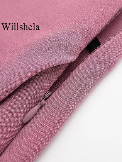 Willshela Women Fashion Solid Side Zipper Skirts Shorts Vintage High Waist Female Chic Lady Shorts