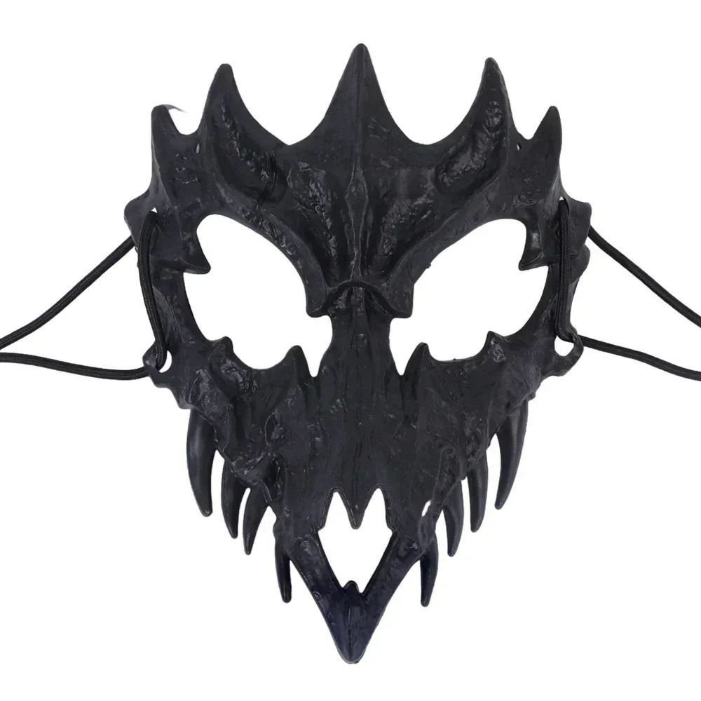 Halloween Skull Mask Long Teeth Demon Skeleton Half Face Cosplay Party Mask Scary Horror Wolf Dragon Tiger Costume Accessory