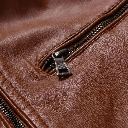 Zipper Korean Fashion Leather Sheepskin Trend Casual Fit Slim Baseball Clothes Men Leather Jacket Autumn New Men Leather Coat