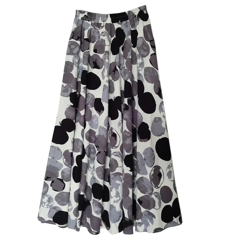 Cotton Linen Skirts for Women Fashion Casual Bohemian Y2k Print Long Skirt Summer Vintage Maxi Bottom Saias Woman Clothes Faldas