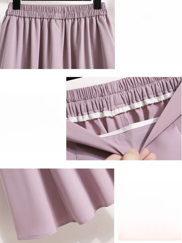 Ladies' Summer High Waist Plus Size Skirts 2026 Mid To Long Flowing Suit Skirt New Style Casual Solid Color A-line Skirt