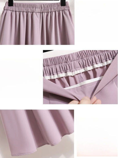 Ladies' Summer High Waist Plus Size Skirts 2026 Mid To Long Flowing Suit Skirt New Style Casual Solid Color A-line Skirt