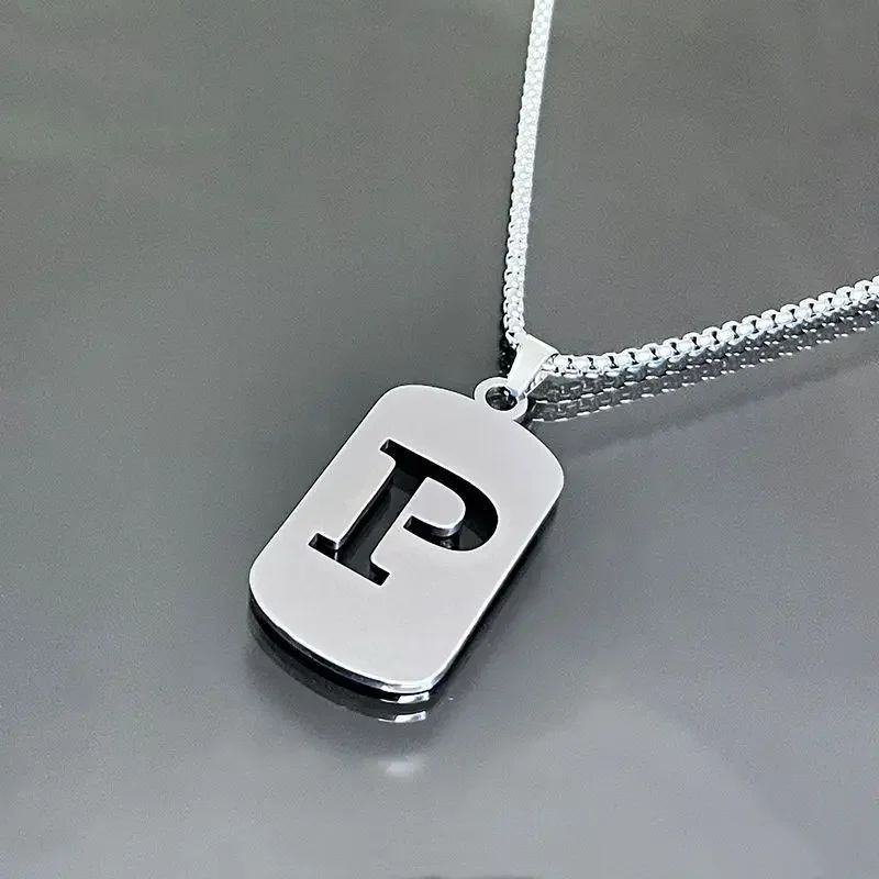 Colares de pingente de aço inoxidável com letra inicial A-Z da moda punk para homens e mulheres, atacado, joias, colar, joias góticas