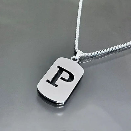 Colares de pingente de aço inoxidável com letra inicial A-Z da moda punk para homens e mulheres, atacado, joias, colar, joias góticas