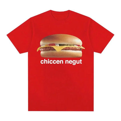 Chiccen Negut Funny Pattern T-shirt Unisex Fashion Casual High Quality T-shirt O-Neck Loose T-shirt Soft Breathable Tee Tops